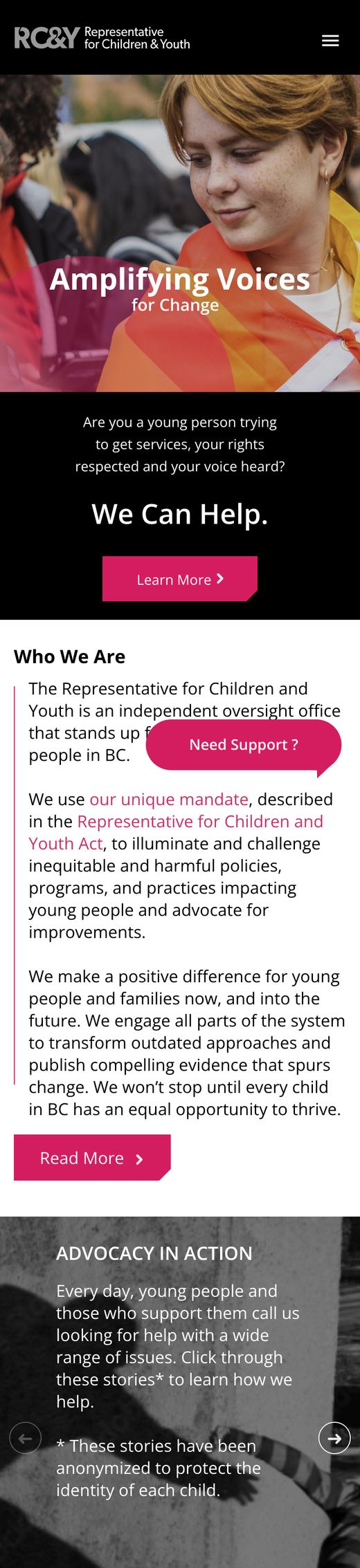 Representative for Children and Youth website on a phone