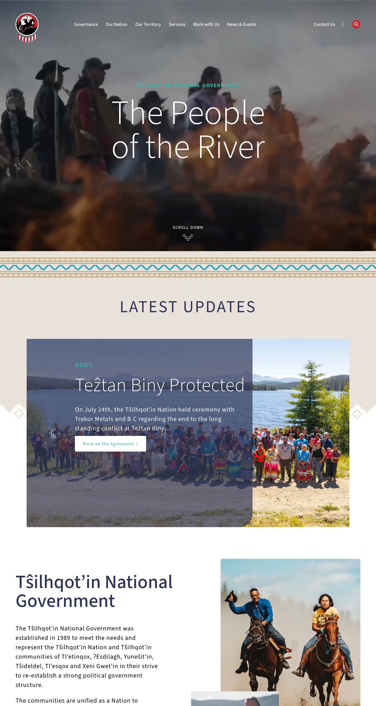 Tŝilhqot’in National Government website on a laptop