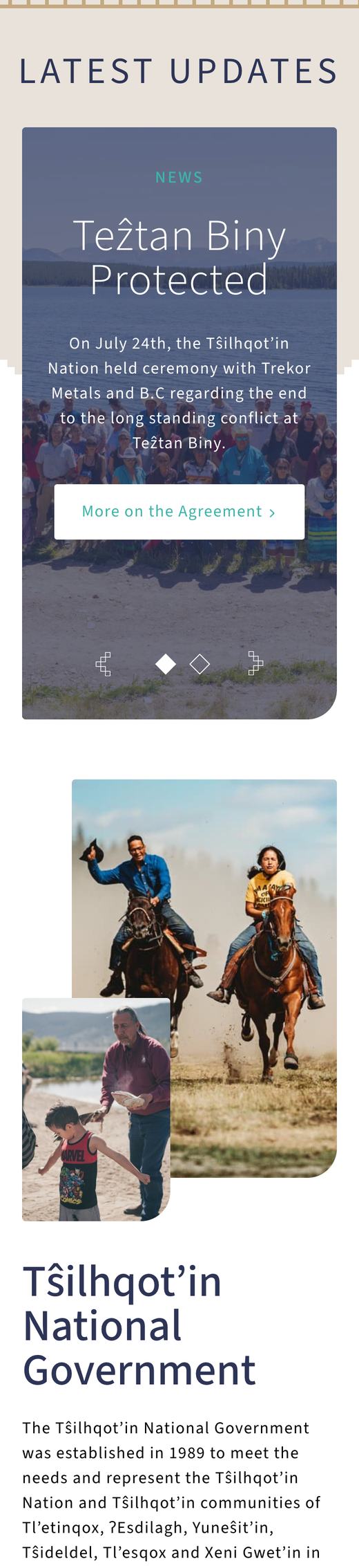 Tŝilhqot’in National Government website on a phone